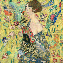 reproductie Lady with fan van Gustav Klimt